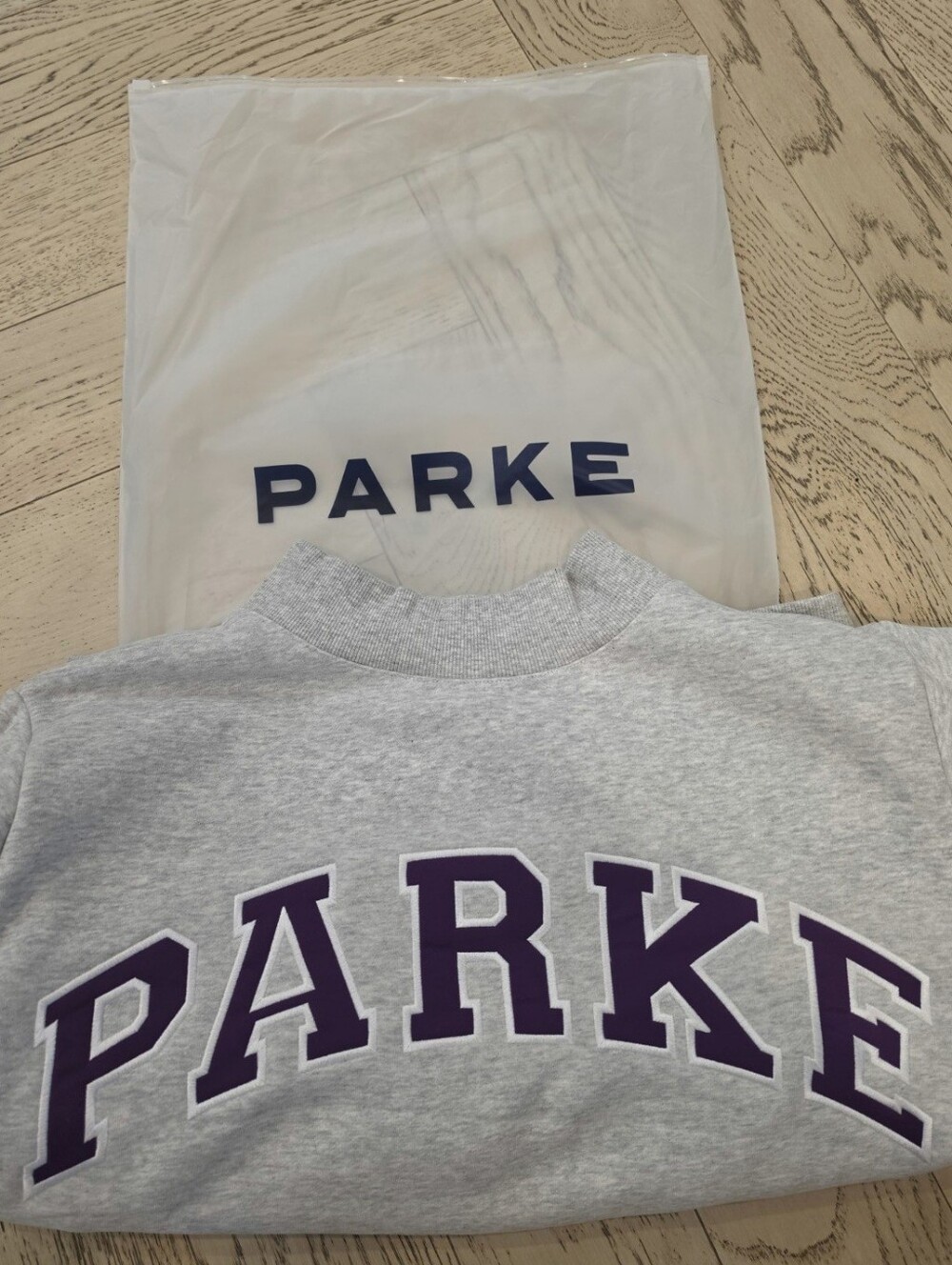 Parke Grey+ Amethyst Purple Letters Fleece Varsity Mockneck LXL- Nwt - Picture 6 of 6